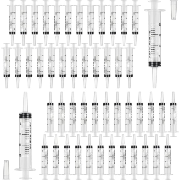 Plastic Syringes for Liquid, 20ml Syringes Without Needle & Individually Sealed, Syringes for Measuring,Lip Gloss, Liquid Refilling, DIY Crafts, Feeding Pets, Scientific Labs,50 Pack