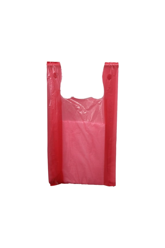 Plastic T Shirt Bags - Red - 11 x 6" x 21" - Case of 1000