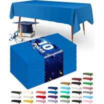 Disposable Plastic Tablecloths 10 Pack, 54 x 108 Inch Party Tablecloth, Rectangular Table Decoration Tablecloth, White Plastic Cover, Leakproof and Sturdy