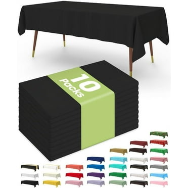 Plastic Table Cloth Disposable 10 Pack, 54 x 108 Inch Table Cloths for Parties, Decorative Tablecloths for Rectangle Tables, White Plastic Cover, Leakproof & Sturdy, White
