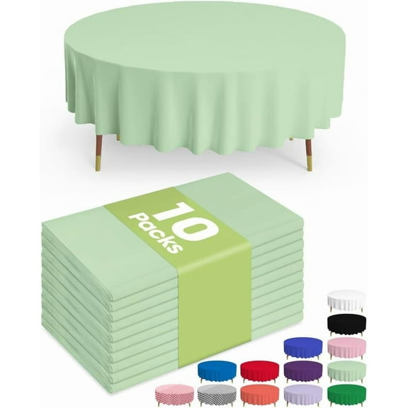 Plastic Table Cloth Disposable 10 Pack, 54 x 108 Inch Table Cloths, Party, Picnic, Wedding, Decorative Tablecloths, Rectangle, White Plastic Cover, Leakproof & Sturdy, White