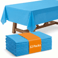 thumbnail image 1 of Plastic Table Cloth Disposable 12 Pack, 54 x 108 Inch, Blue, for Party Picnic Wedding, 1 of 8