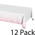 thumbnail image 1 of Plastic Table Cloth Disposable 12 Pack, 54 x 108 Inch, White, Pink Dot, for Party Picnic Wedding, 1 of 6