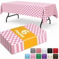 thumbnail image 1 of Sm:)e Plastic Table Cloth Disposable 6 Pack, 54 x 108 Inch, Pink White Checked, for Party Picnic Wedding, 1 of 8
