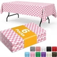 thumbnail image 1 of Sm:)e Plastic Table Cloth Disposable 6 Pack, 54 x 108 Inch, Pink White Checked, for Party Picnic Wedding, 1 of 5
