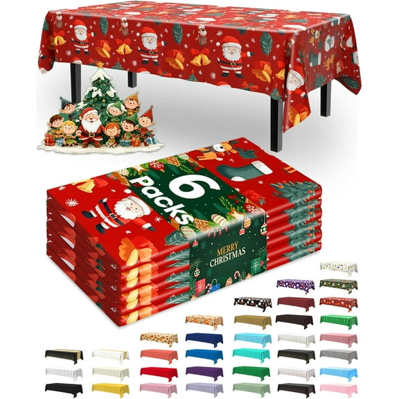 Plastic Table Cloth Disposable 6 Pack, 54 x 108 Inch Table Cloths, Graduation Decorations Class of 2025, Graduation Tablecloths, Rectangle, Plastic Cover, Waterproof, Black and Gold