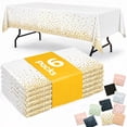 thumbnail image 1 of Plastic Table Cloth Disposable 6 Pack, 54 x 108 Inch, White, Black Dot, for Party Picnic Wedding, 1 of 6