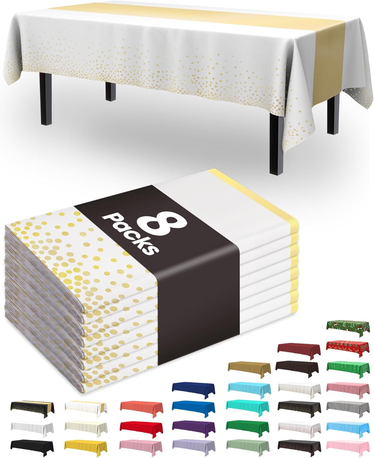 Plastic Table Cloth Disposable 8 Pack, 54 x 108 Inch, Table Runner ...
