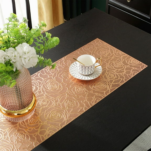 Plastic Table Cloth European Table Runner Hot Hollowed Out Rose Long Napkin High Temperature Washable Placemats Table Flag Table Decor