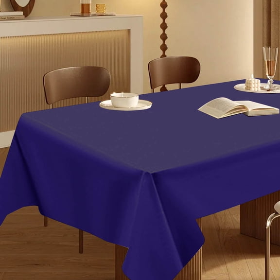 Plastic Table Cloths,Table Cloths Rectangle,72*54IN Large Plastic Rectangle Table Cover Cloth Wipe Clean Party Tablecloth Covers,Rectangle Vinyl Tablecloth, Waterproof Spillproof Plastic(Navy)