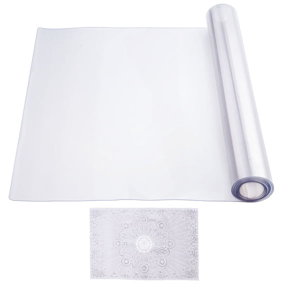 Plastic Table Cover, 42 x 96 Inch 1.5 mm Thick Clear Table Protector, Rectangle PVC Desk Mat, Waterproof & Easy Cleaning Desk Pad Tablecloth, for Office Dresser Dining Room Table Night Stand