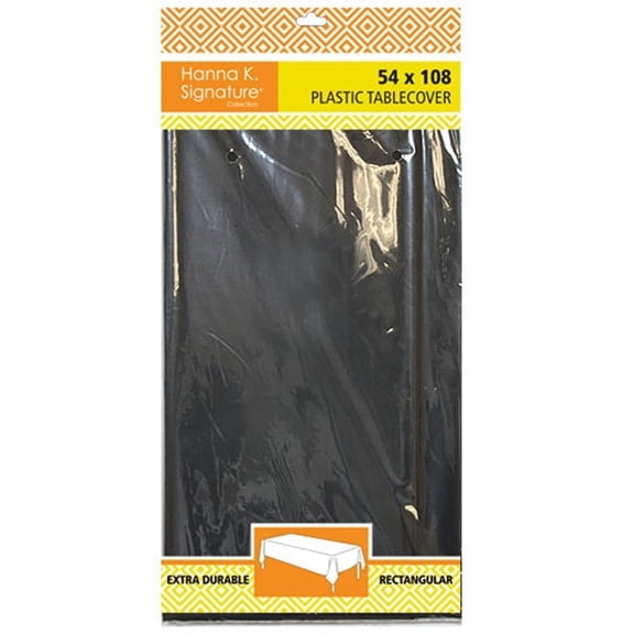 Plastic Table Cover 54" x 108" Birthday Wedding Party Tablecloth Set of 4 (Black)