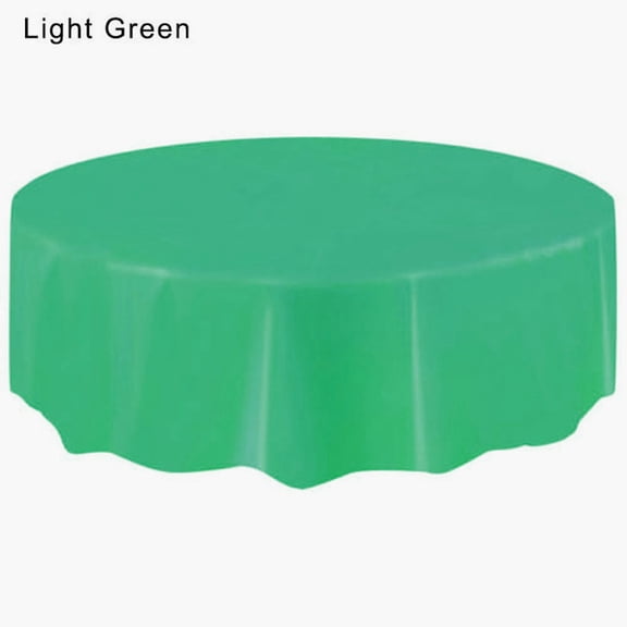 Plastic Table Cover Disposable, Usupdd Wipe Clean Party Tablecloth, 2.13M Diameter Large Circular Table Cover for Events, Green