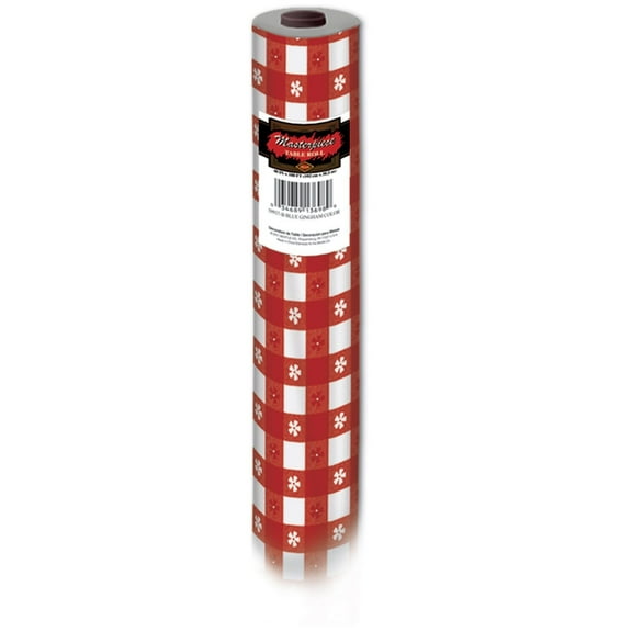 Plastic Table Cover Roll, 40" x 100' - Red Gingham