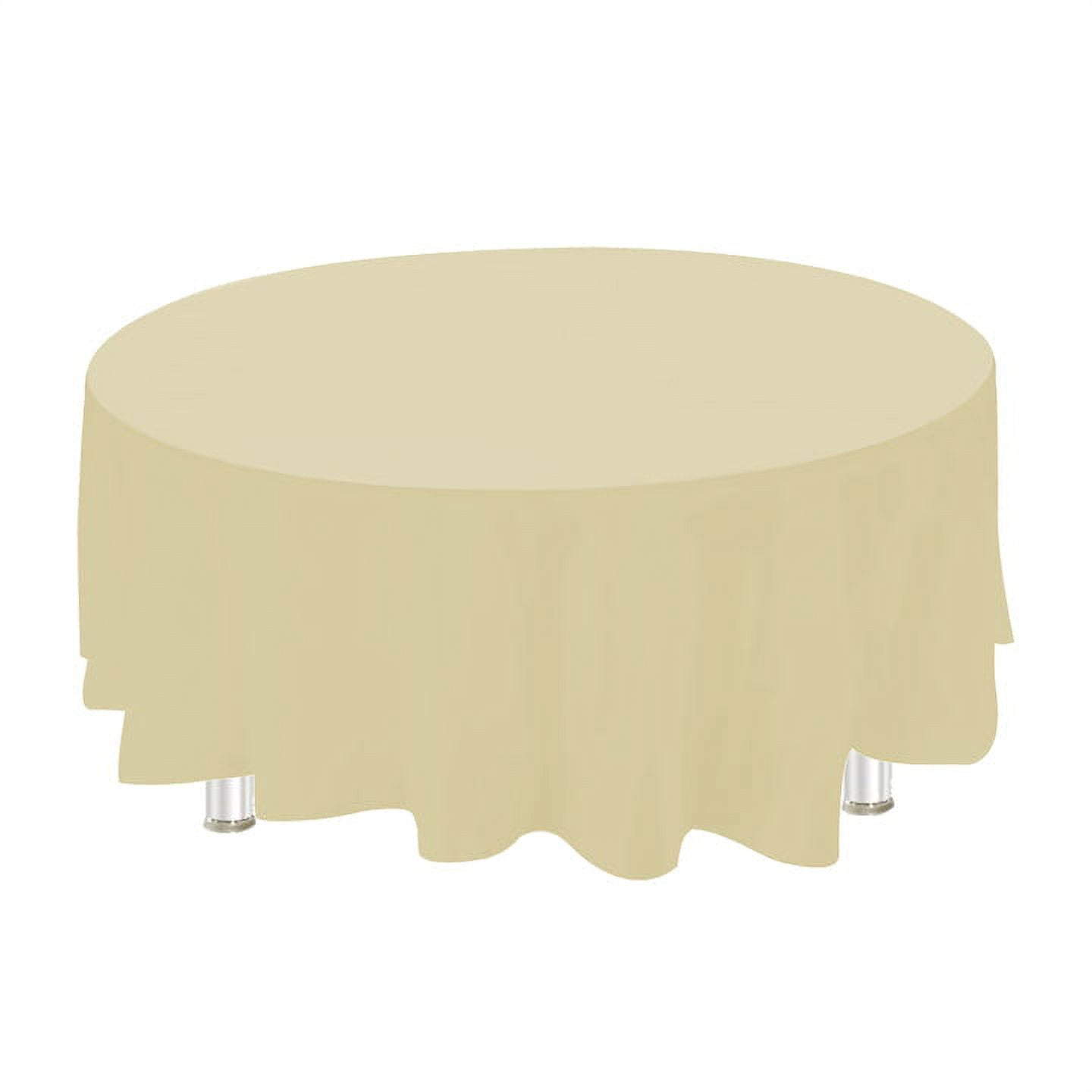 Plastic Table Cover, Round, 84Inch, Ivory