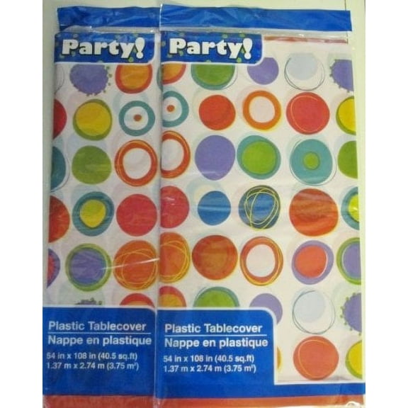 Plastic Table Covers, 54x108" (2-pack) (54 in. x 108 in., Polka Dots)