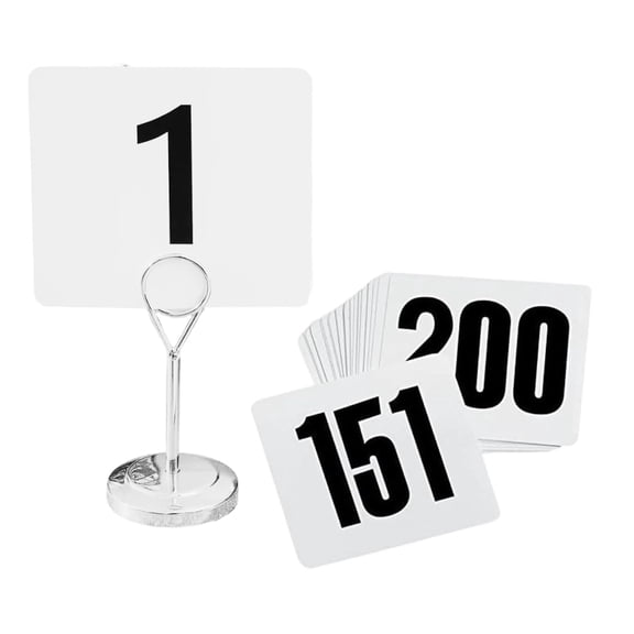 Plastic Table Number Cards 4" x 4"  Double-Sided Number Signs with Bold Black Numbers on White  Reusable Durable Plastic Cards for Wedding, Restaurant, Banquet, Buffet, Party & Auction Use (200)