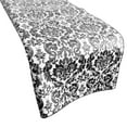 thumbnail image 1 of Plastic Table Runner Non-Slip Flannel Backing - Damask Black White, 1 of 2