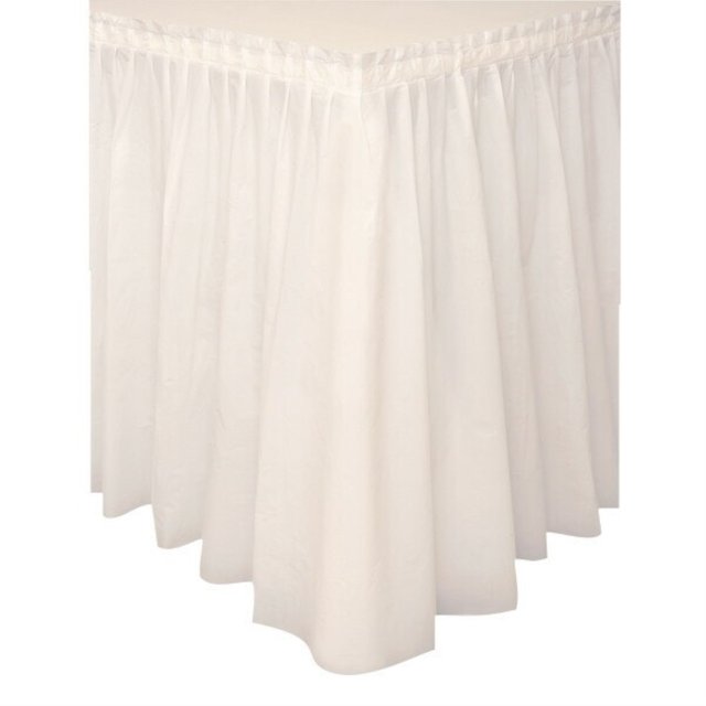 Plastic Table Skirt, 14 ft, Ivory, 1ct