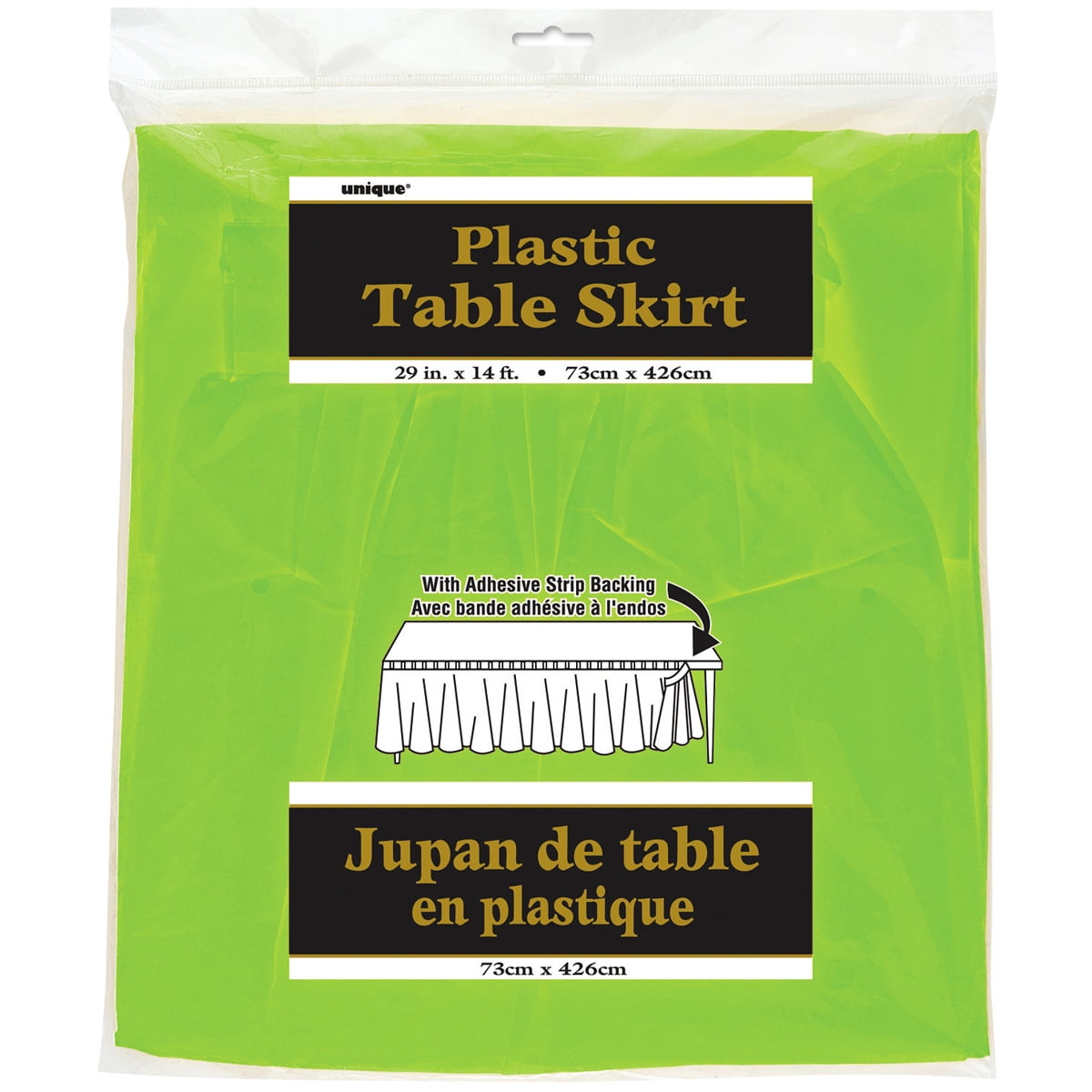 Plastic Table Skirt, 14 ft, Lime Green, 1ct