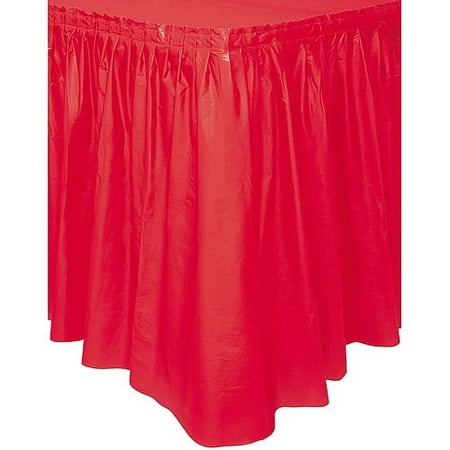 Plastic Table Skirt, 14 ft, Red, 1ct