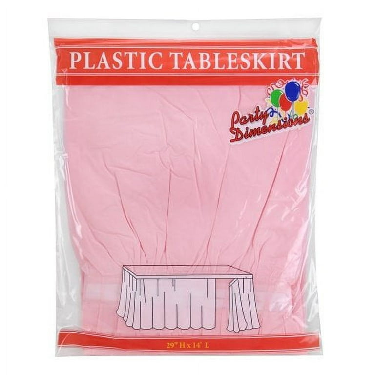 Plastic Table Skirt, 29 inches by 14 feet | Party Dimensions | Light Pink