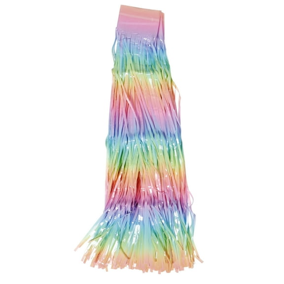 Masteelf Iridescent Plastic Table Skirt for Festivals and Parties Multi Color Gradient Design Easy to Clean Large Size