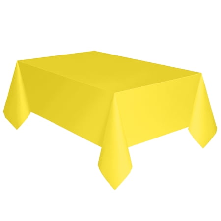 Plastic Tablecloth, 108 x 54 in, Neon Yellow, 1ct