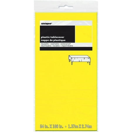 Plastic Tablecloth, 108 x 54 in, Neon Yellow, 1ct