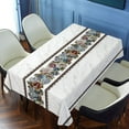 thumbnail image 1 of Plastic Tablecloths for Rectangle Tables, 1 Pack 48x48 Inch Marble PVC Tablecloth Waterproof & Oil-Proof Vintage Embroidery Floral Edge Ethnic Square Kitchen Dining Tablecloth, 1 of 3