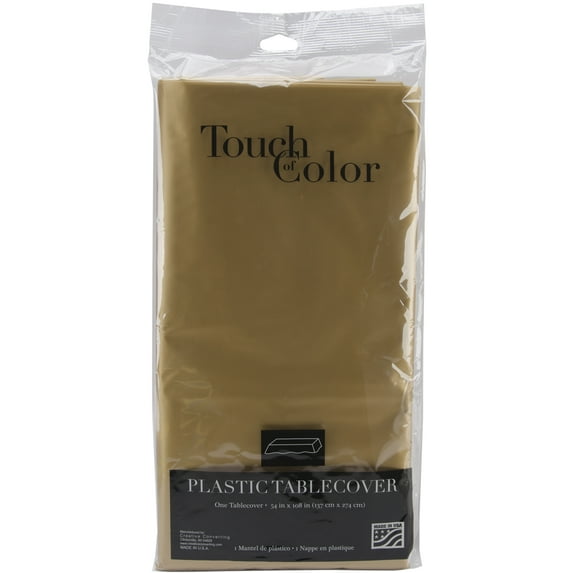 Plastic Tablecover, Gold, 54" x 108"