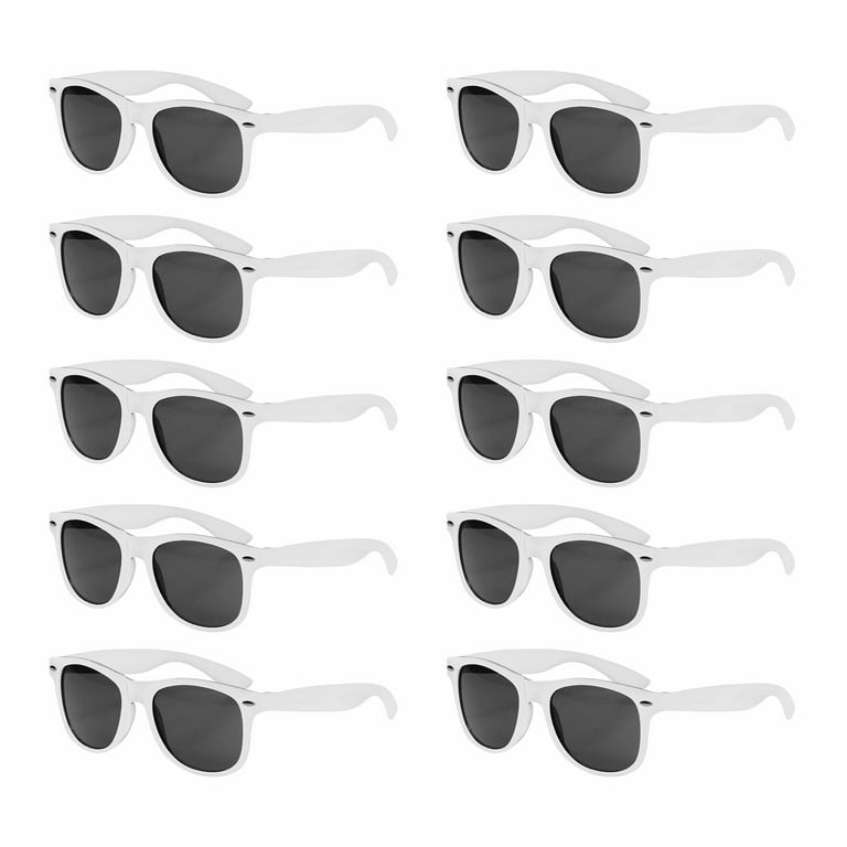 Discount Promos Plastic Tahiti Sunglasses Set of 10 Bulk Pack UV Protection Perfect for Party Beach Outdoor White Adult Unisex Size One