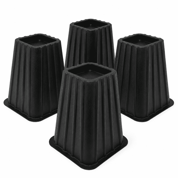 Plastic Tall Bed Risers, 4 Pack, 6.75 x 6.75 x 8 in, Fits Bedposts and Casters up to 2.75 in