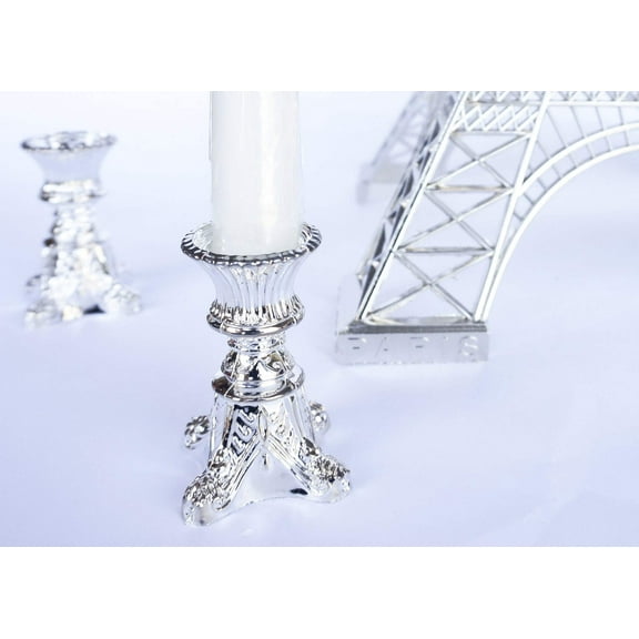 Plastic Taper Candle Holder Silver (12 Pieces)