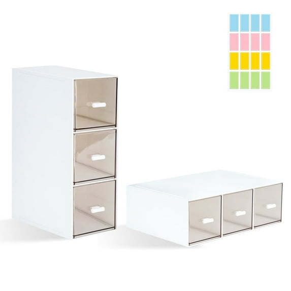 Plastic Tea Box, Clear Lid Tea Bag Storage, Easy Access Tea Bag Organizer, Coffee Storage with 3 Drawers for Sugar Sachets, Tea Bags (1 Pcs)