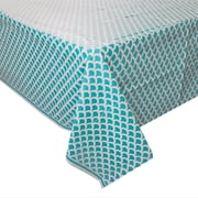 Plastic Teal Scallop Print Table Cover, 108" x 54"