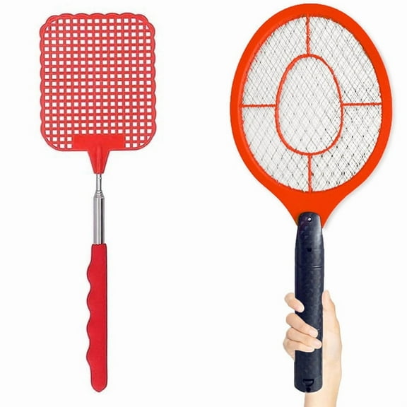 Plastic Telescopic Fly Swatter & Electric Handheld Bug Zapper Racket for Camping - Powerfull Zapper Racket for Flies/Bug & Mosquito - Portable Fly Zapper (2 AA Batteries not Included)