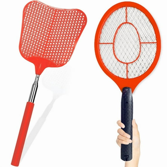 Plastic Telescopic Fly Swatter & Electric Handheld Bug Zapper Racket for Camping - Powerfull Zapper Racket for Flies/Bug & Mosquito - Portable Fly Zapper (2 AA Batteries not Included)
