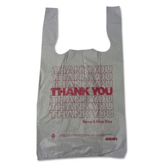 Plastic Thank-You T-Sack, 2 Mil, 4" X 15", White, 2,000/carton | Bundle of 2 Cartons