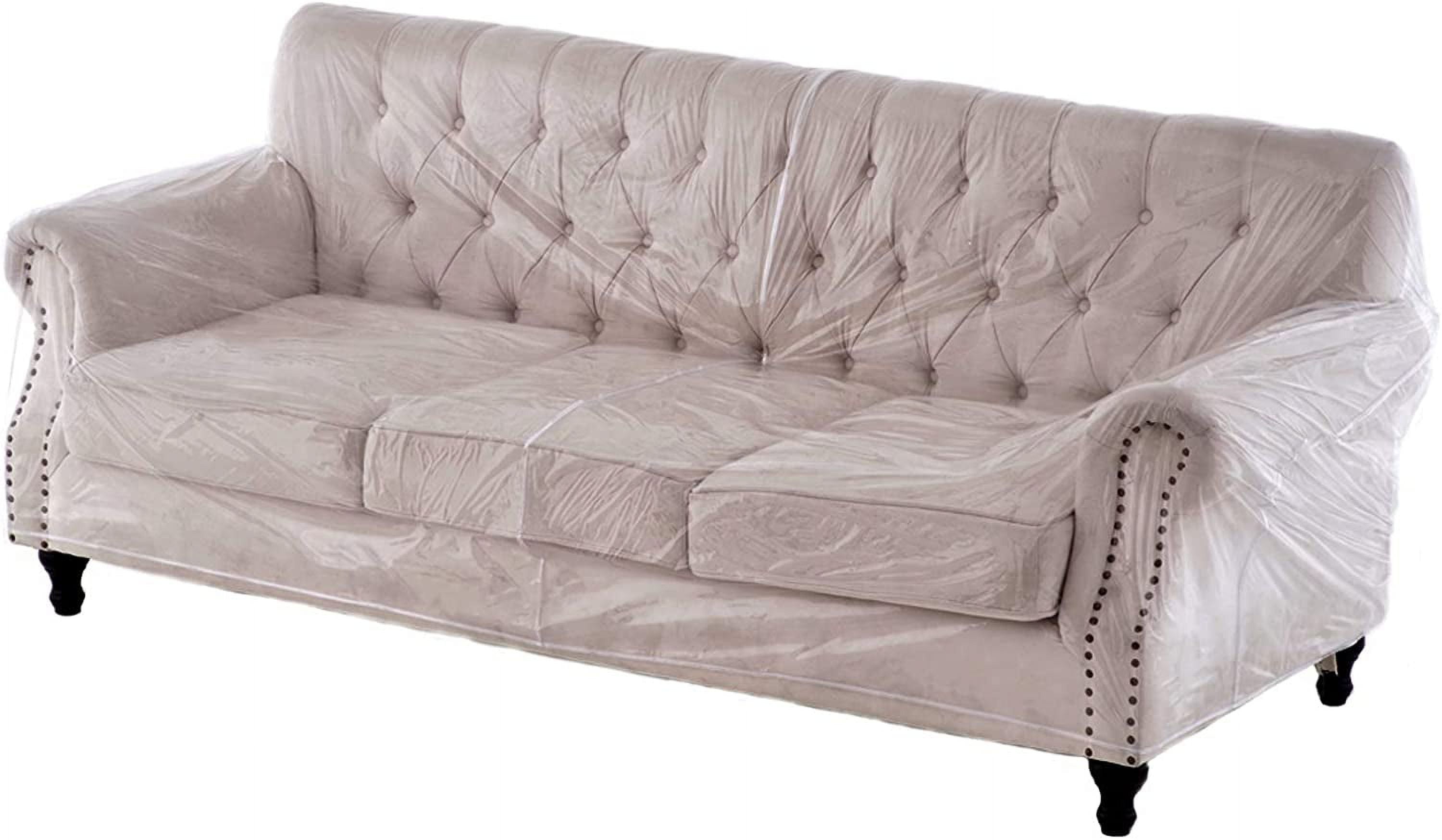 Plastic Thicker Clear Heavy Duty Waterproof Three Seat Sofa Couch Cover Protection Against Pets Dog Clawing Slipcovers