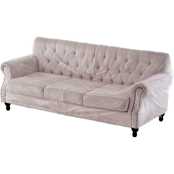 Plastic Thicker Clear Heavy-Duty Waterproof Three-Seat Sofa/Couch Cover - Protection Against Pets/Dog Clawing Slipcovers