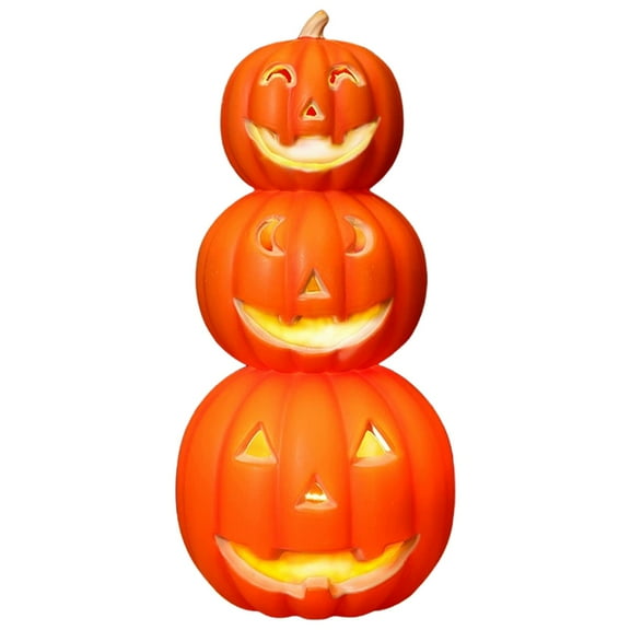 Plastic Three-Layer Pumpkin Lantern - Halloween Plastic Three Layer Pumpkin Suitable for Indoor Outdoor and Fireplace Decoration with Halloween Pumpkins