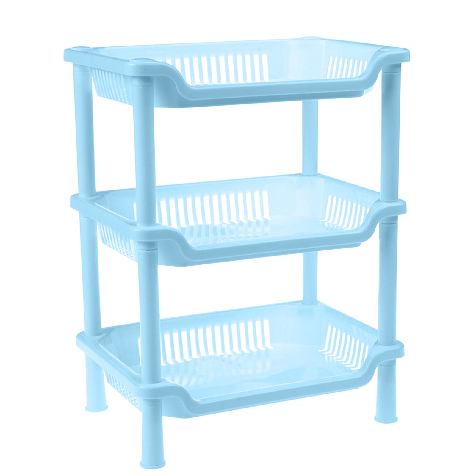 Plastic Three-Tier Storage Rack for Bathroom and Kitchen, Rectangular ...