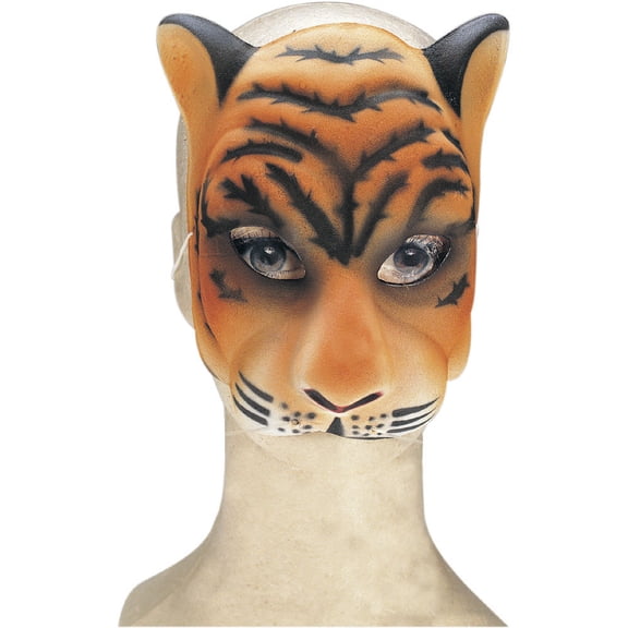 Plastic Tiger Cat Zoo Animal Mask Adult Halloween Costume Accessory