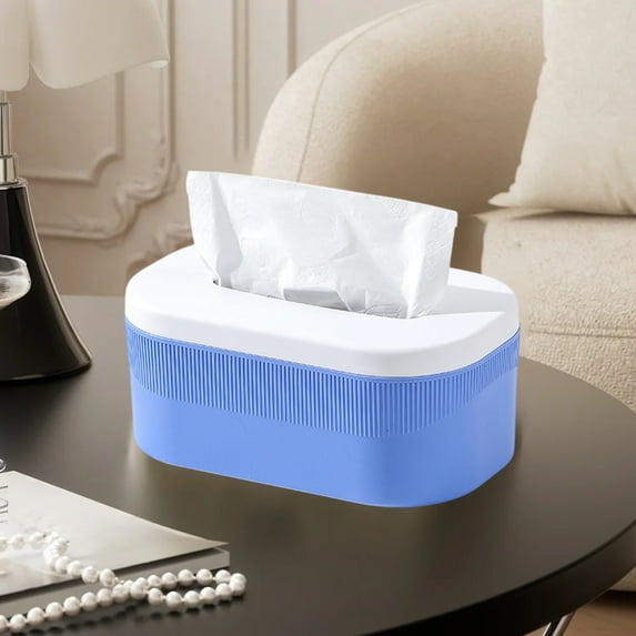 Plastic Tissue Box Cover Organizer for Facial Tissues & Paper Napkins | Waterproof Storage for Kitchen Counter, Bathroom Vanity, Bedroom Dresser & Office Desk | White, Blue, Green, Orange, Gray