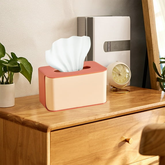Plastic Tissue Box Cover | Rectangular Tissue Holder for Bathroom, Kitchen, Living Room, Office | Home Storage Organizer | Modern Decorative Design | Fits Standard Tissues | 18x11x10cm | 1 Piece