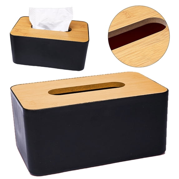 Plastic Tissue Box Holder with Lid, Rectangular Tissue Cover Case, Household Desktop Napkin Storage Box, Napkin Facial Tissues Holder Dispenser, Multi-Scene Decor Tissue Container,Black