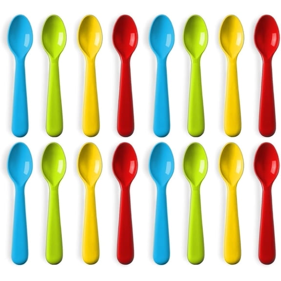 Plastic Toddler Spoons - Set of 16 Kids Spoons BPA Free/Dishwasher Safe