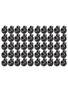 Plastic Toggle Single Hole Fastener Buttons,Spring Loaded Elastic Drawstring Rope Locks Clip,Ball Shape Luggage Lanyard Stopper Sliding Fastener Buttons,for Hoodies,Paracord,Shoelaces,50pc(Black)