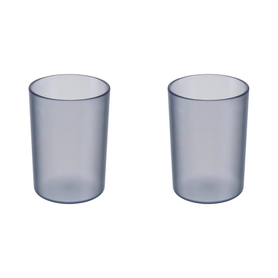 Plastic Toothbrush Cups 2 Pack, Unbreakable Bathroom Tumblers for Mouthwash, Stackable Reusable Cups with Comfortable Grip Dishwasher Safe - Blue/Green/Amber/Pink for Home Travel